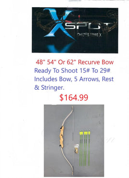 FARMINGTON ARCHERY SAMICK BOLT T/D RECURVE BOW PACKAGE RH 62"