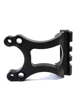 Black aluminum bow mount bracket with multiple bolt holes Xspotarchery.